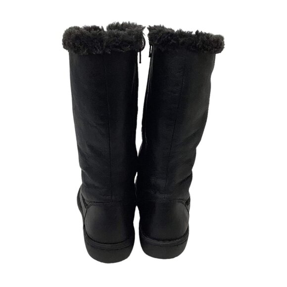 B.O.C Born Size 6.5 EU 37 Black Boots Oiled Leather Lace up Side Zip Fur Lined - Picture 6 of 12